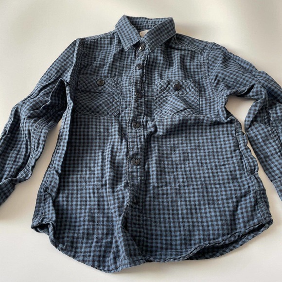Crew Cuts Button Down Shirt Blue Checkered Cotton‎ Boys/Kids Size 4/5 Collared - Picture 2 of 7